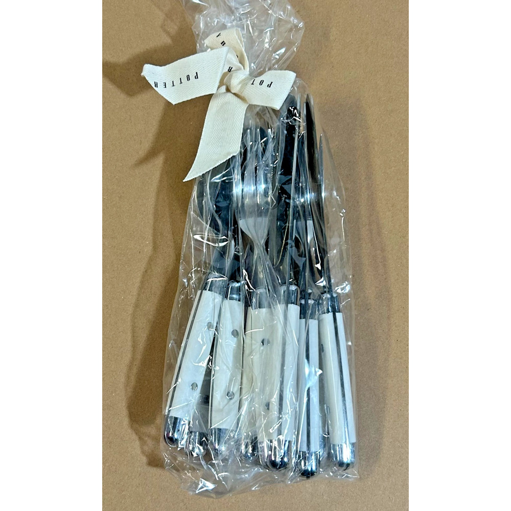 White Pottery Barn Bistro Flatware 12 pcs Silverware | Knife Fork Spoon New
